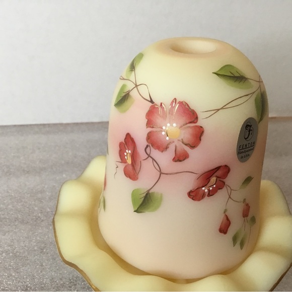 Fenton Pink Burmese Hand Painted Fairy Lamp Signed - Picture 5 of 7